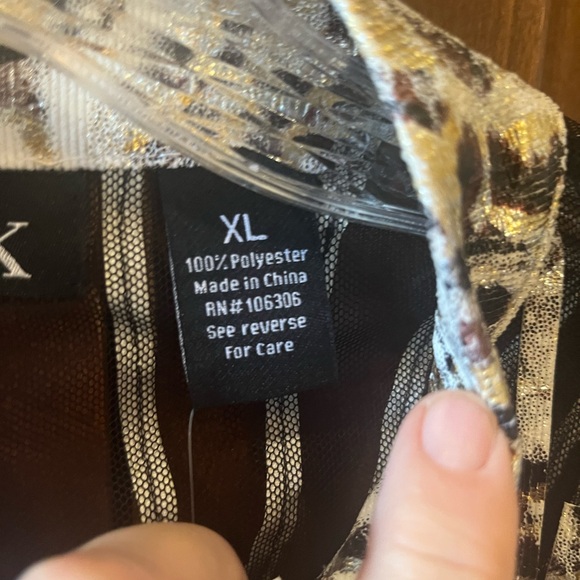 NWT Berek Black/Gold Partially Sheer Party Jacket with Zipper Closure, Size XL - Picture 4 of 5